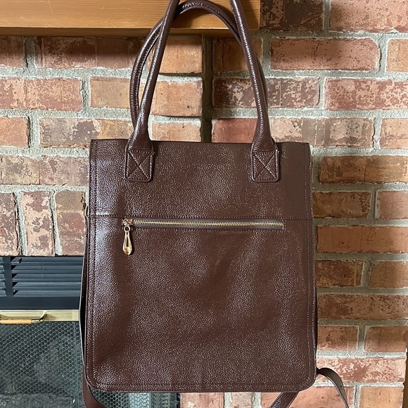 Erica Anenberg Brown Pebbled Leather Madison Messenger Bag - Picture 6 of 10